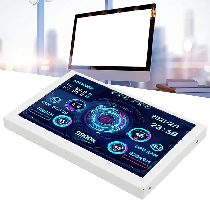 ASHATA 5 inch USB Mini Screen AIDA64 PC CPU GPU Data Monitor Computer Temperature Display Type C Sub Screen PC Sensor Panel Display for