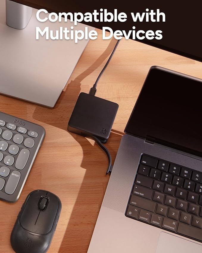 ZAGG 4-Port Hub - Versatile USB-C PD USB-A HDMI Adapter High-Speed Charging &amp 4K Display Support Compact for Travel Compatible with Windows macOS iPadOS ChromeOS Android