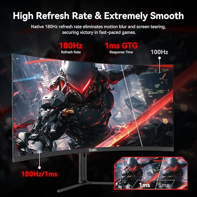 34 Inch Curved Gaming Computer Monitor with 180Hz Refresh Rate WQHD 3440x1440 127% sRGB FreeSync1500R Curvature &amp 178° Viewing Angle Height Adjustable Base for Gaming Business
