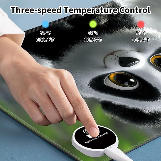 Warm Desk PadHeated Desk PadOffice Mat3 Heating Levels &amp 3 Hours Auto Shut-Off31.5*13 Gaming Mouse Laptop Keyboard Leather Desk MatCute Panda Snow