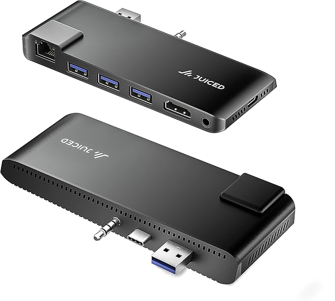 ImpactHUB - Surface Laptop 5 | 4 | 3 | GO - Multiport Utility Adapter - 3X USB-A 10Gbps Ports | 4K HDMI | 4K USB-C Display Alt Mode | AUX/MIC | Gigabit Ethernet Adapter 10/100/1000