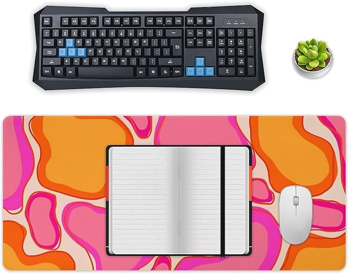 Abstract Mouse Pad Large Desk Mat Extended Keyboard Mouse Pad with Non-Slip Base and Stitched Edge Mouse Mat Desk Pad 36x16 Mouse Pads for Desk Home Office Gaming