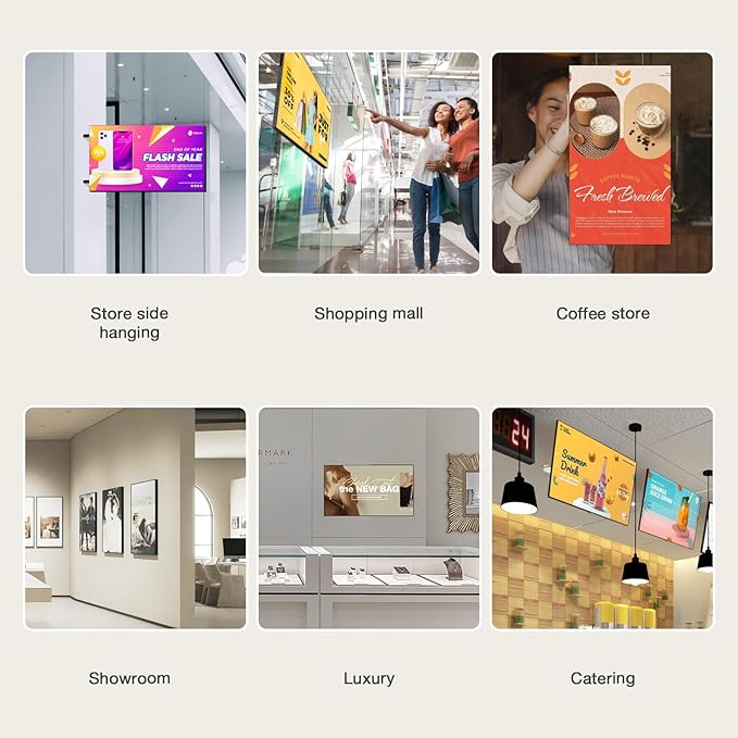 Digital Signage Display 32 inch Wall Mount Digital Menu Board for Restaurants and Stores Advertising Screen 700 nits Ultra-High Brightness FHD Free Web Content Editor Android 2GB + 32GB