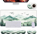 Keyboard Wrist Rest+Mouse Wrist Pad+Desk Pad SetMemory Foam Ergonomic Easy Typing Pain Relief for Computer Laptop Office Home - Misty Forest