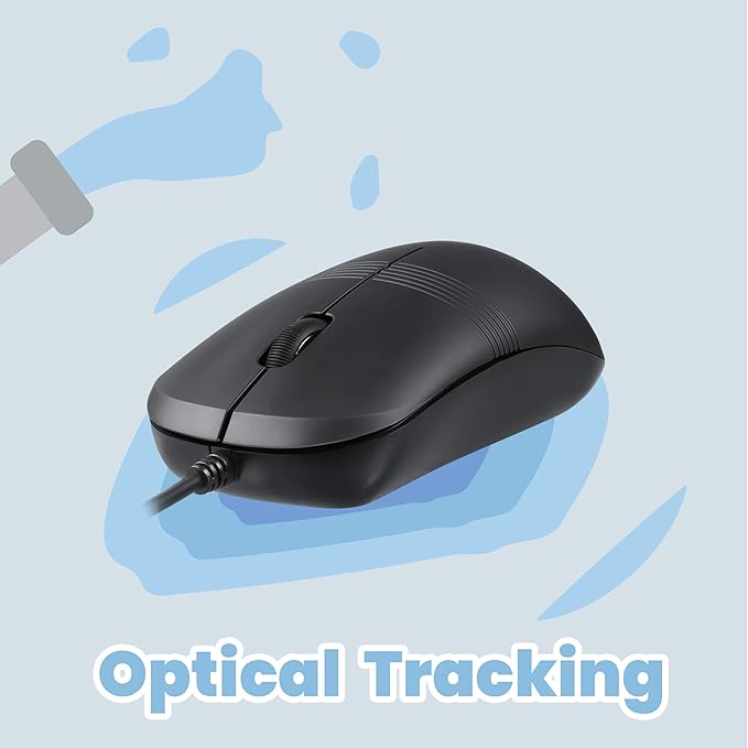 Perixx PERIMICE-503B Wired Optical Washable Mouse Black (11419)
