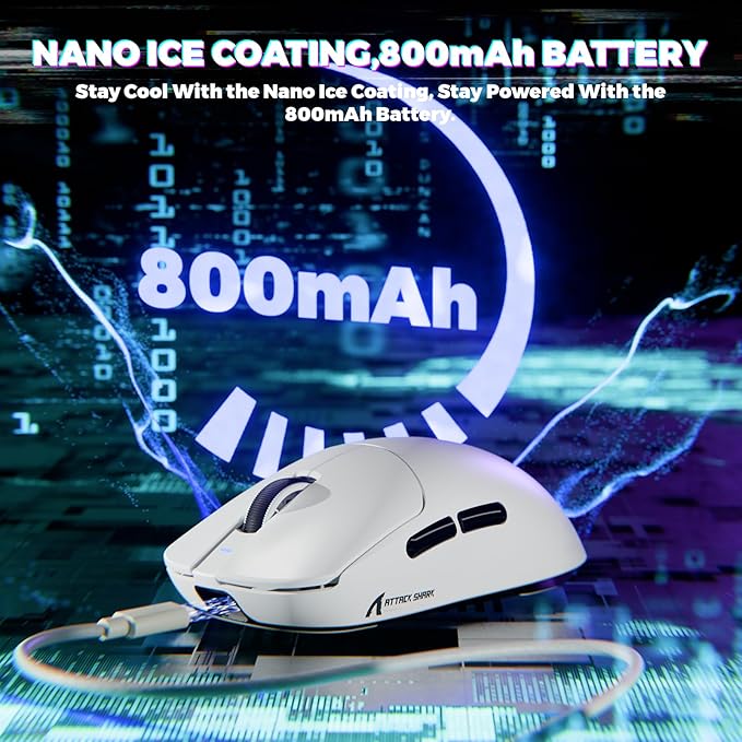 MAMBASNAKE Attack Shark X8 Ultimate 8K Wireless Gaming Mouse42K DPI PAW3950MAX SensorNordic 54L15 Chip59g LightweightOptical Switches RGB Receiver for PC/Mac/WinWhite