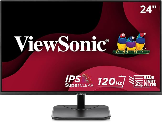 ViewSonic VA2456A-MHD 24 Inch IPS 1080p Monitor with 120Hz Eye Care HDMI DisplayPort and VGA Inputs for Home and Office (Renewed)