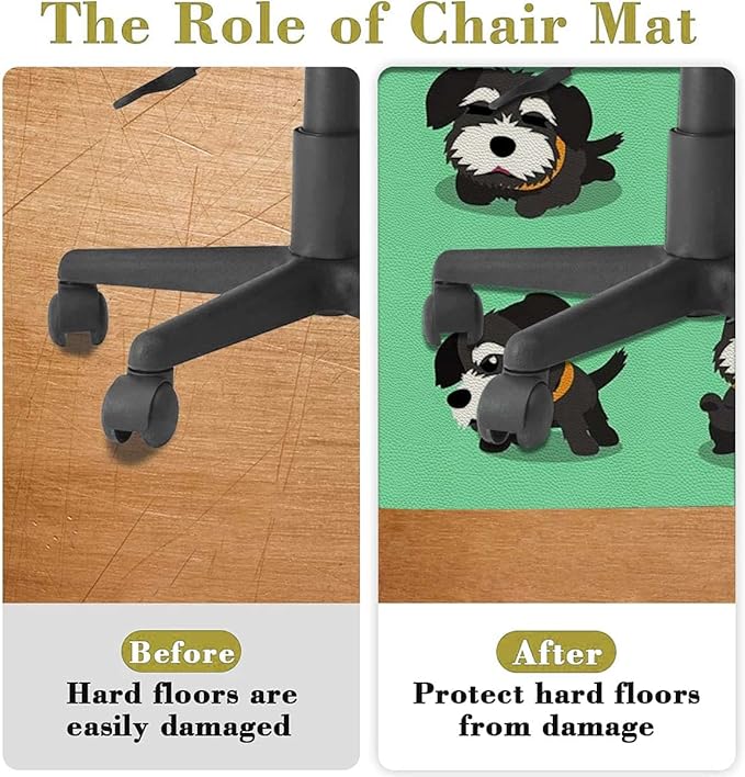 Multicolor PU Leather Computer Gaming Rolling Chair Mat Dogs Studio Shot for Carpet Desk Chair Mat Computer Chair Mat Floor Protector for Office Gaming Room Animals Pattern Diameter 39.4 in