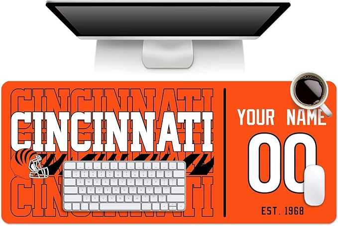 ANTKING Cincinnati Mouse Pad Custom Name and Number Desk Pad for Men Women Youth Gifts