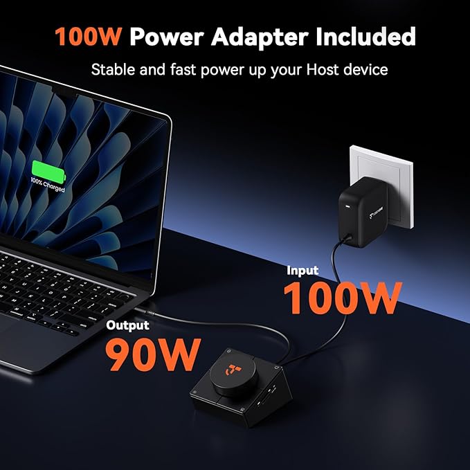 TobenONE 10-in-1 Shortcut-Key Docking Station with 4 Shortcut Button and Volume Knob USB C Dock with 4K@60Hz HDMI 100W PD 3 USB Ethernet Audio SD/microSD for MacBook Windows Chrome Mac mini