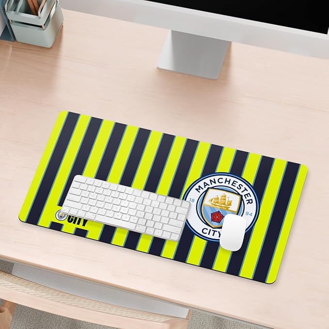 Head Case Designs Officially Licensed Manchester City Man City FC 2024/25 Away Crest Kits &amp Players 23.62 x 11.81 x 0.12 inches (600 x 300 mm) - L Gaming Office Desk PC Keyboard Mouse Mat Pad
