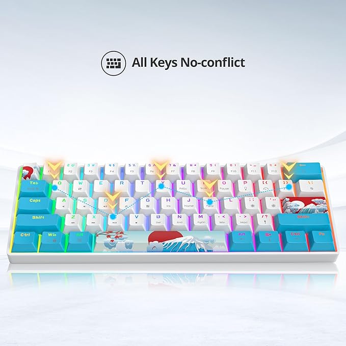 Fogruaden Wired 60% Percent Mechanical Keyboard RGB Gaming Keyboard 60 Percent Ultra-Compact 61Keys Mini Wired Keyboard with Red Switch for Win/Mac PC Gamer