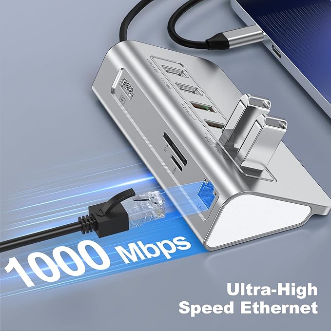 P9R PRO USB C Hub Ethernet 10 in 1 USB Docking Station 10Gbps with 4K@60Hz HDMI USB C and 2 USB A 3.2 LAN 2 USB A 2.0 PD 100W SD/TF Ports USB to Ethernet Adapter for PC iPhone 16/15 Mac