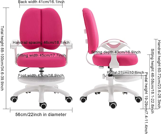 Office Chair Gaming Chair Computer Chair Sitting Posture Correction Office Chair with Removable Foot Pedal for Growing BodyHeight Adjustable Desk Chair Ergonomic Children's Learning