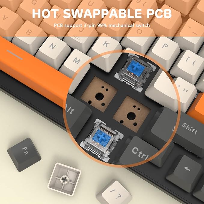 ATTACK SHARK Wireless Mechanical Keyboard 2.4G/USB-C/Bluetooth Hot Swappable 96% 100 Keys 4000mAh RGB Wrist Rest Clicky Blue Switches for PC Mac iPad