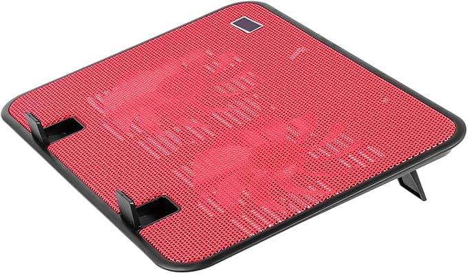 Notebook Cooler with Dual Quiet USB Fans Ergonomic Laptop Cooling Pad Stand Angles Anti-Slip Design for Desk and Bed Use Portable Red Cooling Panel