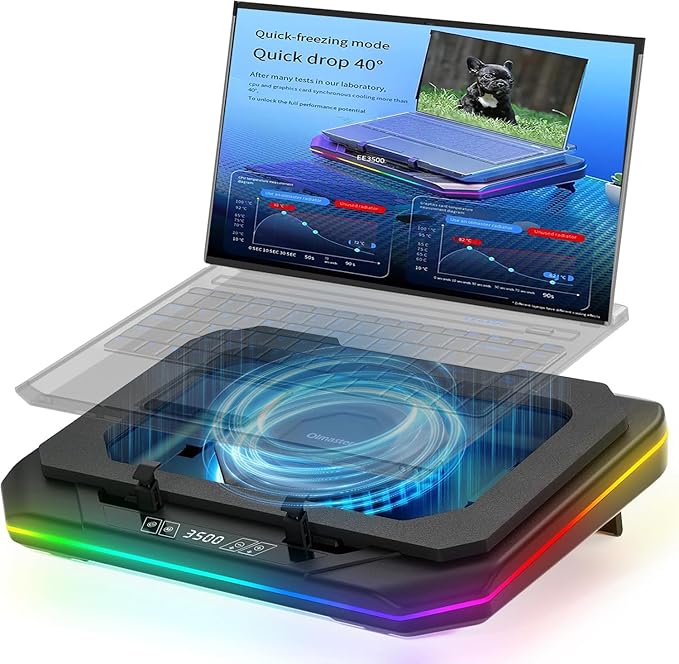 Cooling Pad for Msi CreatorPro Series CreatorPro Z16P Gaming Laptop Cooler with Powerful Turbo Cooling Fan Can Fast Cooling CPU+GPU 40°CVariable Speed6 RGB Light 3 USB-A