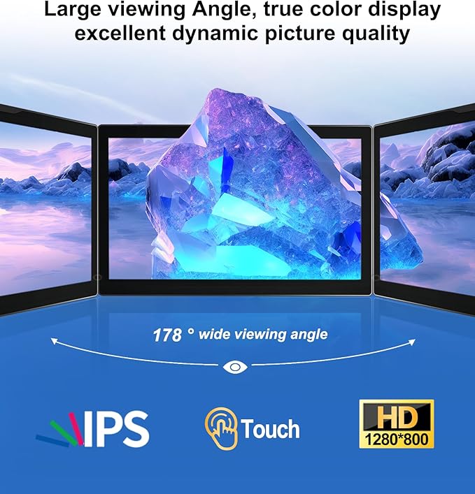 8 Inch Touchscreen for Raspberry Pi5-Point 1280 * 800 IPS Touchscreen Portable Monitor with HDMI Interface Dual-Speaker for Raspberry Pi 5/4B/3B+/3B/B+ Jetson Nano Win11/10/8/7(8'' 1280*800)