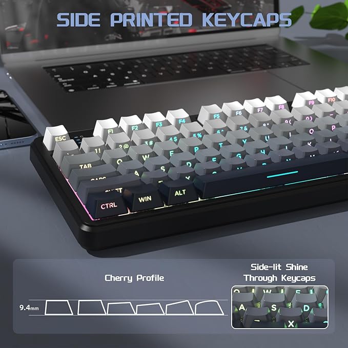 ATTACK SHARK X87 Wireless Tri-Mode Mechanical Gaming Keyboard - Hot Swappable RGB Gasket Mount Pre-Lubed Linear Switches Side-Printed PBT Keycaps (TKL 87-Key Grey Black)