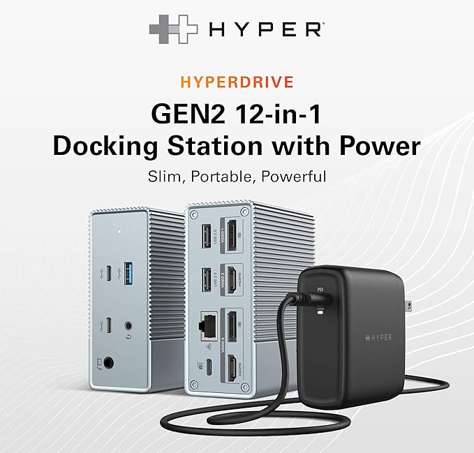 HyperDrive USB-C &amp Thunderbolt 4 GEN2 12-in-1 Docking Station 100W PD for MacBook Pro/Air iPad PC 4K USB C Triple Display 10Gbps Gigabit Ethernet