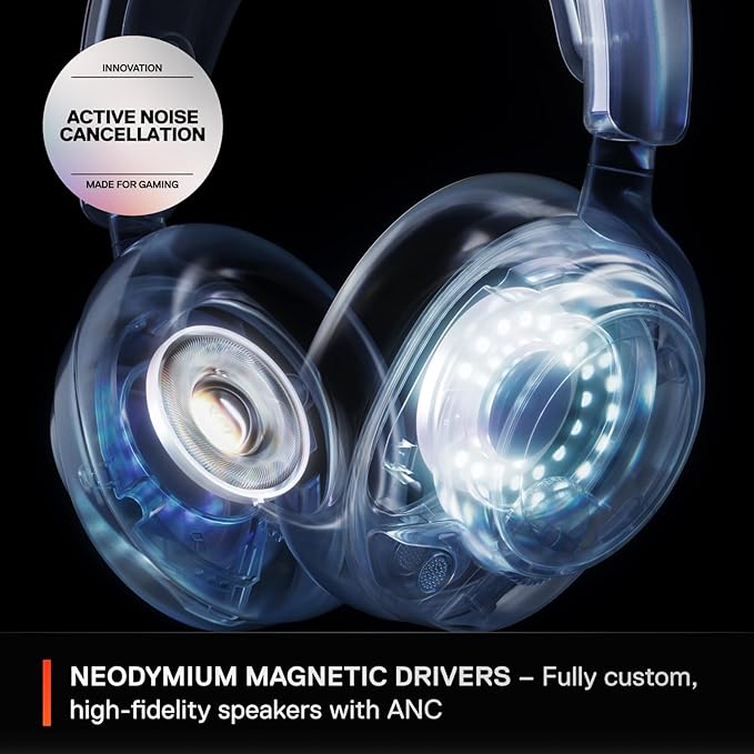 SteelSeries Arctis Nova Pro Wireless Multi-System Gaming Headset - Premium Hi-Fi Drivers - Active Noise Cancellation - Infinity Power System - ClearCast Gen 2 Mic - PC PS5 PS4 Switch Mobile