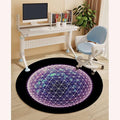 Blue Purple PU Leather Computer Chair Mat for Rolling Chair Colorful Geometric Circular Motifs Under Desk Low-Pile Office Rug Large Anti-Slip Multi-Purpose Dark Blue Flower Diameter 35.4 in