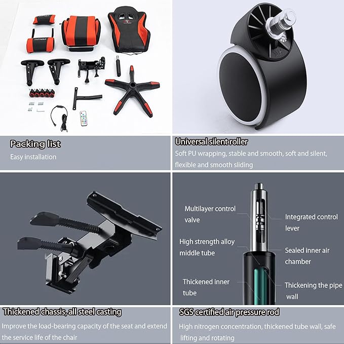 JSWHYBD Gaming Chair with Foot Rest Computer Chair E-Sports Chair Three-Level Explosion-Proof Gas Pole Large Angle Latex Recliner Suitable for Home Office Game Live Streaming Internet Cafe Game Room