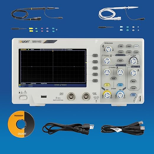 Abestop Lab Oscilloscope SDS1102 100MHz Digital Oscilloscope 2 Channels Oscillograph 1GS/s Sample Rate with 7 inch LCD for Multi Tester
