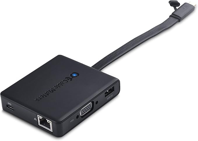 Cable Matters USB C Hub with HDMI DisplayPort VGA USB 2.0 Fast Ethernet 60W Charging - Thunderbolt 4 / USB4 / Thunderbolt 3 Port Compatible with MacBook Pro Dell XPS HP Spectre x360 and More