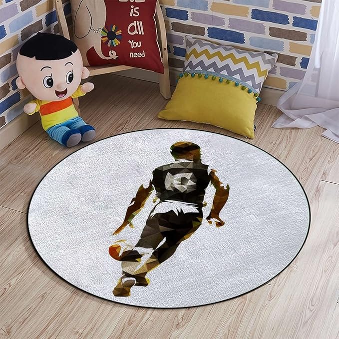 Sports Decor Gaming Chair Mat Under Computer Desk Floor Protector for Rolling Chairs Non Slip Anti Scratches Basketball Player SilhouetteBlack White Diameter 60 in
