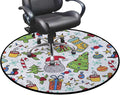 Red White Chair Mat for Hardwood Floor Anti-Slip Office Chair Mat for Carpet Desk Chair Mat for Office Gaming Room Home Decor Wreath Cane Snowman Patterns Diameter 43.3 in