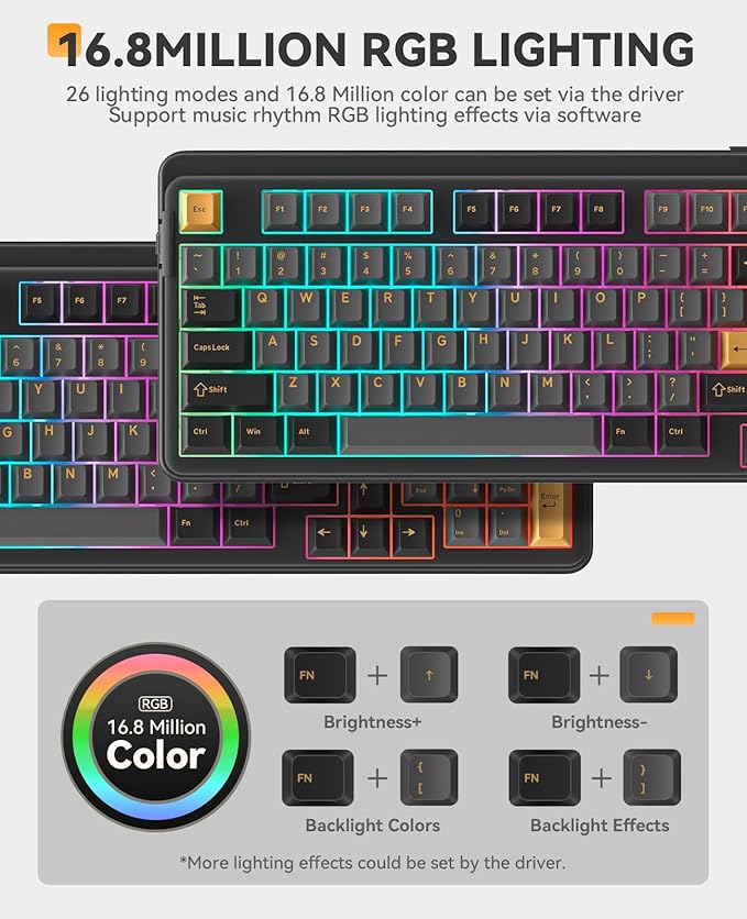 DAREU Wireless Keyboard and Mouse:EM901X Wireless Gaming Mouse &amp EK98PRO Gasket Wireless RGB Gaming Mechanical Keyboard Combo