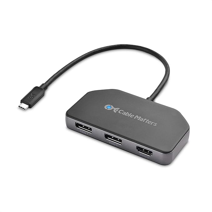 Cable Matters 4K Triple Display USB C Hub with 2X DisplayPort 1x HDMI and 100W Charging for Windows - DisplayPort 1.4 and DSC 1.2 Enabled for Triple 4K 60Hz Display - Not Compatible with Mac
