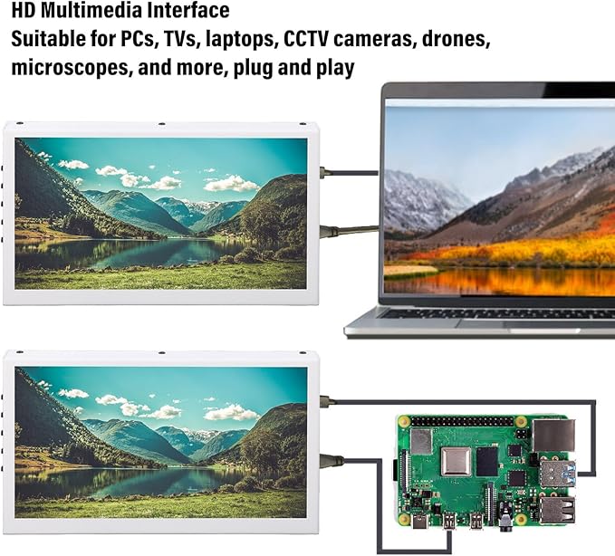 Zunate 7 Inch Portable Touchscreen Monitor 1024x600 HD External Display with HDMI &amp Built-in Speakers for PC Laptop and Phones
