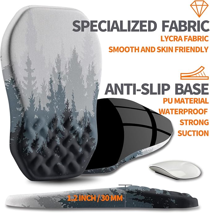 Ergonomic Slope Mouse Pad Wrist Support Wrist Rest Mousepad for Carpal Tunnel Pain Relief with Massage Bulge and Slow Rebound Memory Foam (12x8 inch Forest)