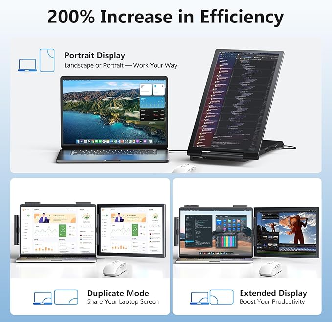 Laptop Screen Extender 15.6 FHD IPS 1080P Portable Monitor for Laptop Mini HDMI/Type-C Screen Extender Fits 14-16.5 LaptopsPlug &amp Play for Windows/Mac/Android/Switch/PS5
