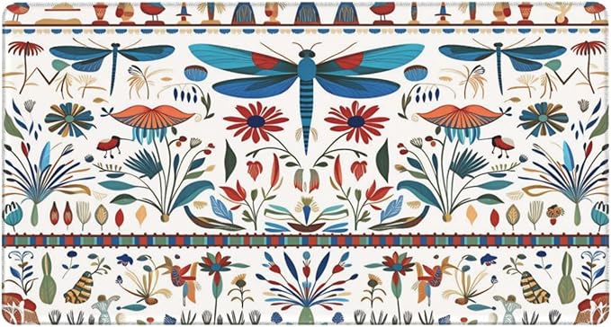 Dragonfly Floral Desk Cover MatExtended Large Mouse PadComputer Laptop Mat Desk Decor for Office Game Home 30x16 Inch