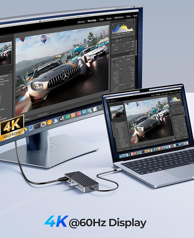ORICO USB-C Hub with M.2 SSD Enclosure 8-in-1 USB C Docking Station Fits M.2 NVMe/SATA SSD 10Gbps 4K@60Hz HDMI 100W PD Ethernet - OM28PR
