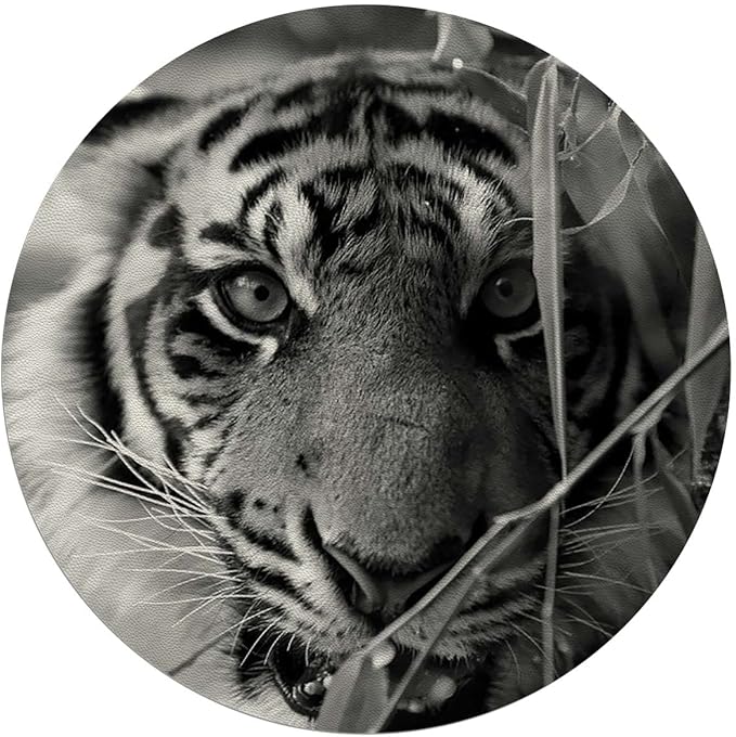 Black Grey White PU Leather Gaming Chair Mat Office Chair Mat Tiger Nature Predator Watercolor Hardwood Floor Floor Mats Office Chair Desk Chair Anti Slip Floor Protector Animal Diameter 47.2 in