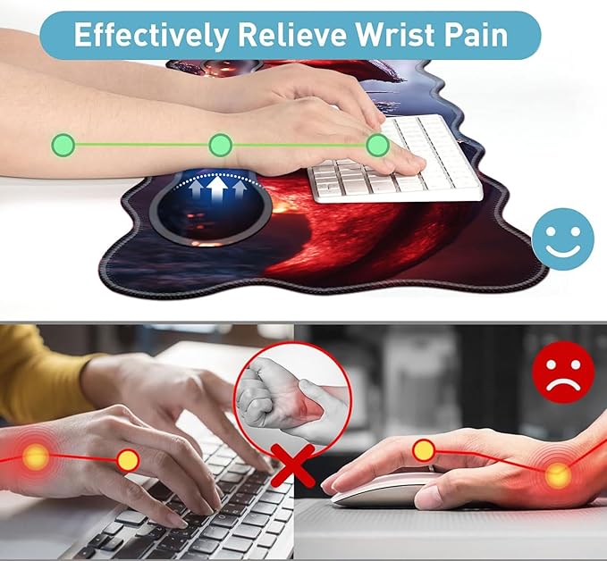 Large Mouse Pad and Keyboard Wrist Rest Desk Pad for Keyboard and Mouse 4-in-1 Large Gaming Mouse Pad with Wrist Support Desk Mat for Home Office Study Game-Dragon in Flames