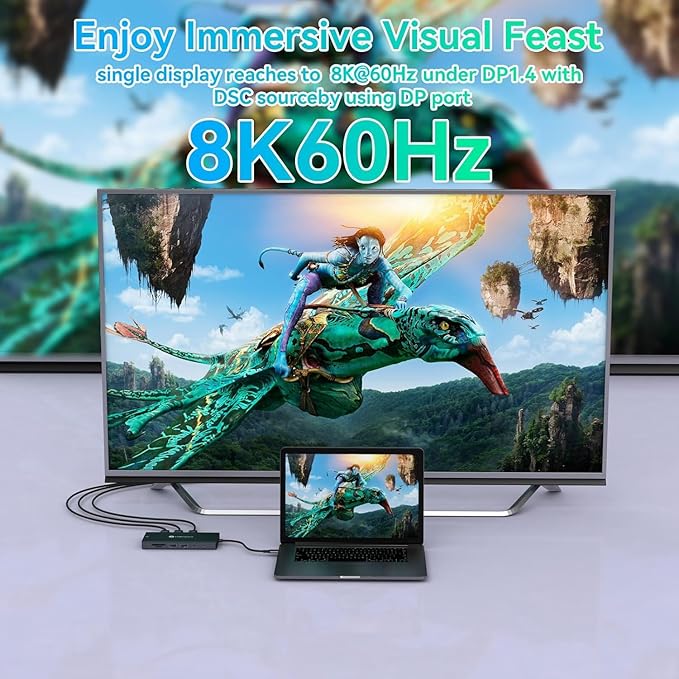 Laptop Docking Station 3 Monitors 4K@120Hz DisplayPort 4K@60Hz HDMI 4K@60Hz USBC12 in 1 USB C Video Output for Multiple Monitor Dock USB A 3.0 USB C 3.2 10Gbps Ports 100W PD SD/TF
