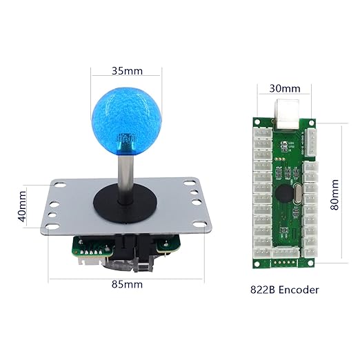 SJ@JX Arcade 2 Player Game Controller Stick DIY Kit LED Buttons MX Microswitch 8 Way Joystick USB Encoder Cable for PC MAME Raspberry Pi Red Blue