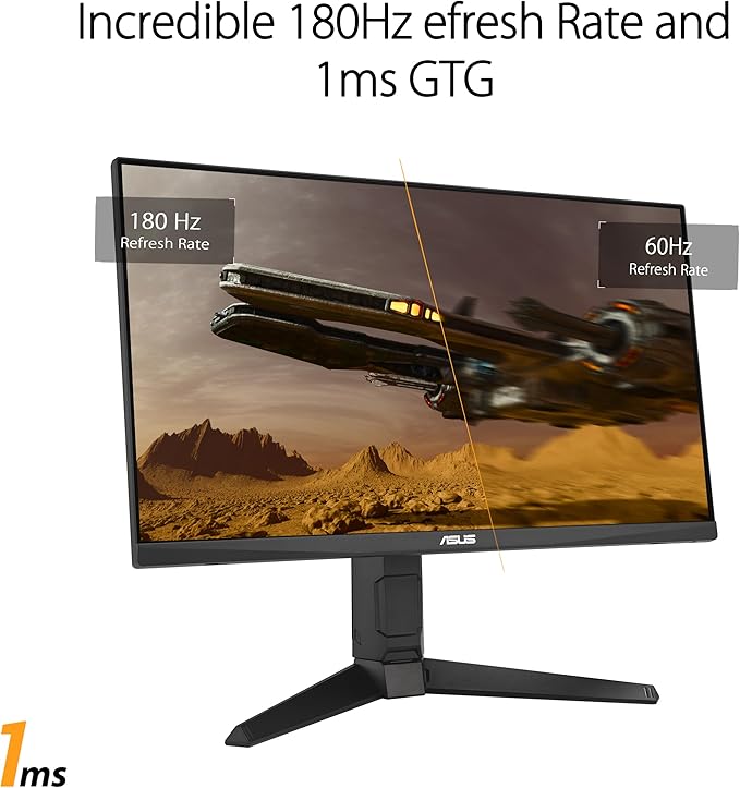 ASUS TUF Gaming 24” (23.8” viewable) 1080P Monitor (VG249QL3A) - Full HD 180Hz 1ms Fast IPS ELMB FreeSync Premium G-SYNC Compatible Speakers DisplayPort Height Adjustable 3 Year Warranty