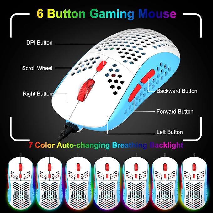 60% Gaming Keyboard and Mouse Combo Samll Mini RGB Backlight Mechanical Feeling and Honeycomb Optical Mouse Mouse pad for Gamers and Typists