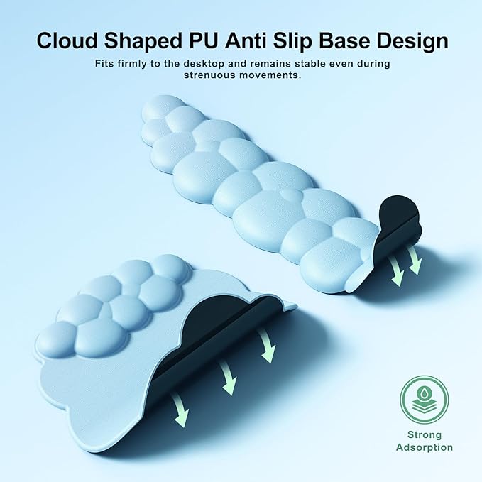Cloud Mouse Pad with Wrist Rest Cloud Keyboard Wrist Rest Mouse Pad Wrist Support Ergonomic Cloud Keyboard Mouse Wrist Support (Blue)