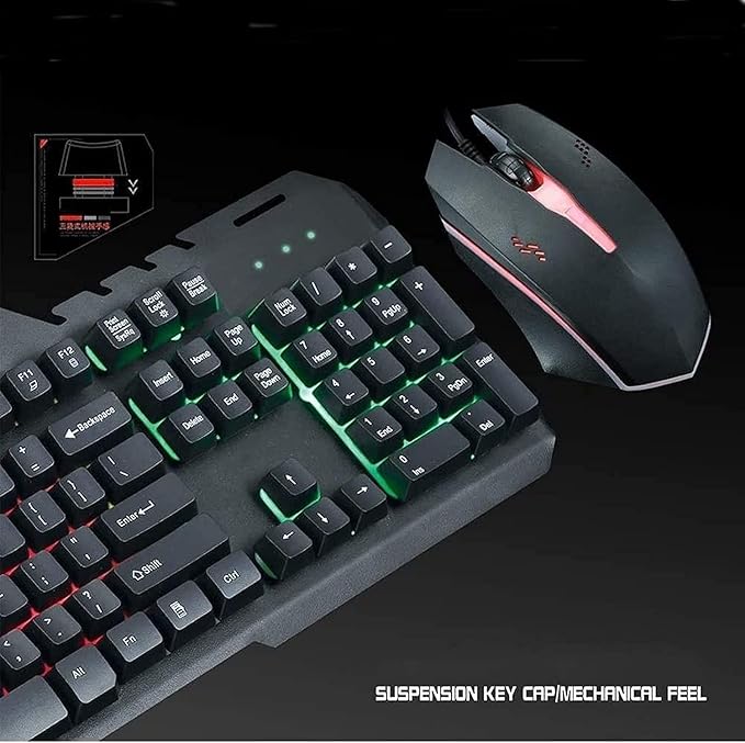 Mechanical Keyboard and Mouse Combo RGB Gaming 104 Keys Blue Switches Wired Wired Luminous Metal USB Waterproof Gaming Office Use (Color : A)