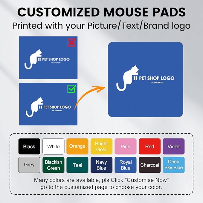 150 Packs Custom Mouse Pad Bulk with Photo Logo Personalized Image Text Laptop Desk Mat Sublimation Customized Non-Slip Waterproof Desk Writing Pad for Office Work &amp Gaming7.9x7.9 in