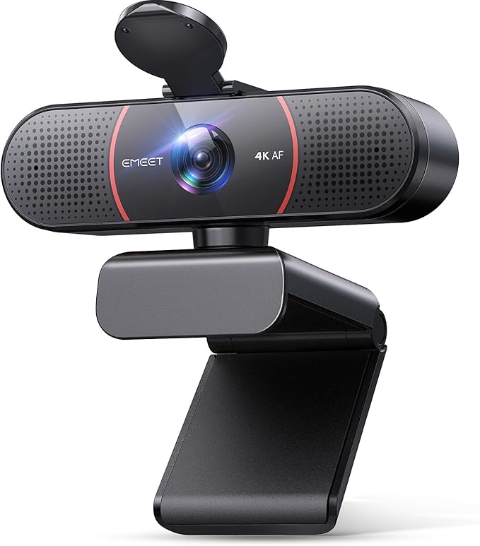 EMEET C960 4K Webcam for PC 4K UHD CMOS Sensor PDAF Auto Focus Dual Omnidirectional Mics Auto Light Correction 73° FOV Plug&ampPlay Webcam w/Privacy Cover Works w/Zoom/Teams/Skype/Google Meet