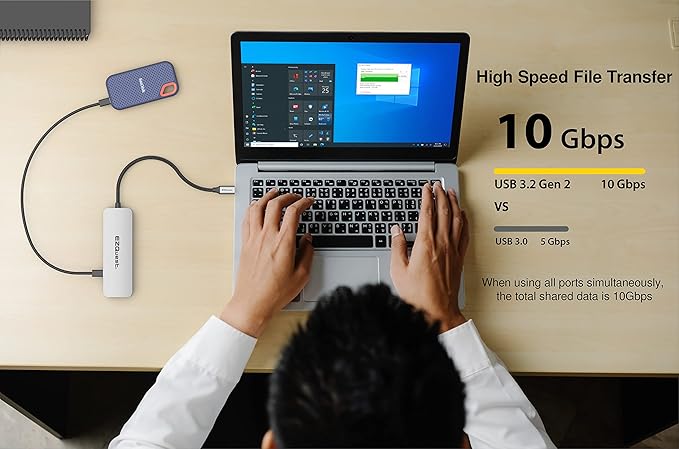 EZQuest USB C Hub Docking Station 7 in 1 with 3 Gen 2 10Gbs Ports 3 USB A 3.0 Ports 1 USB C Power Delivery 3.0 with 5Gbs Data Compatible with MacBook/Dell/HP/Lenovo Laptops
