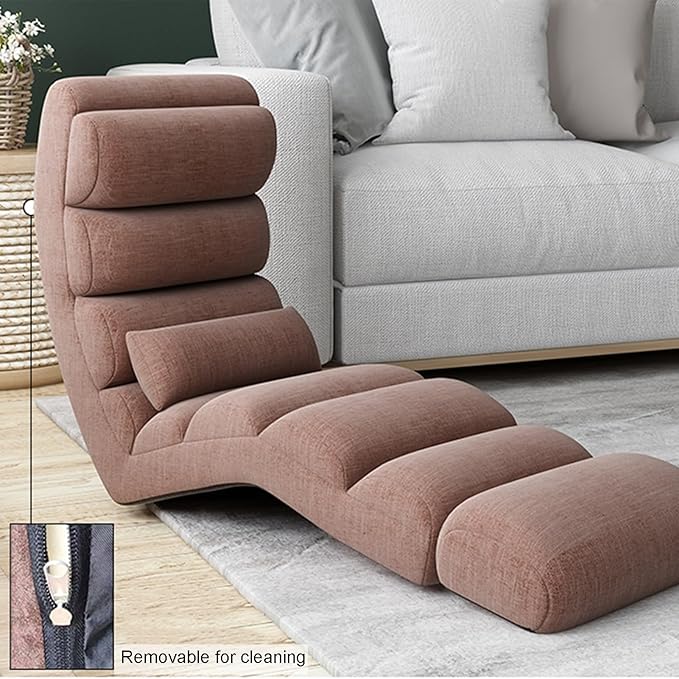 Floor Chair 13 Gear Adjustable Back Support Folding Sofa Bed Ergonomic Large Support Lounger Easy for Storage Comfortable Padded Gaming Chair(Green-A)